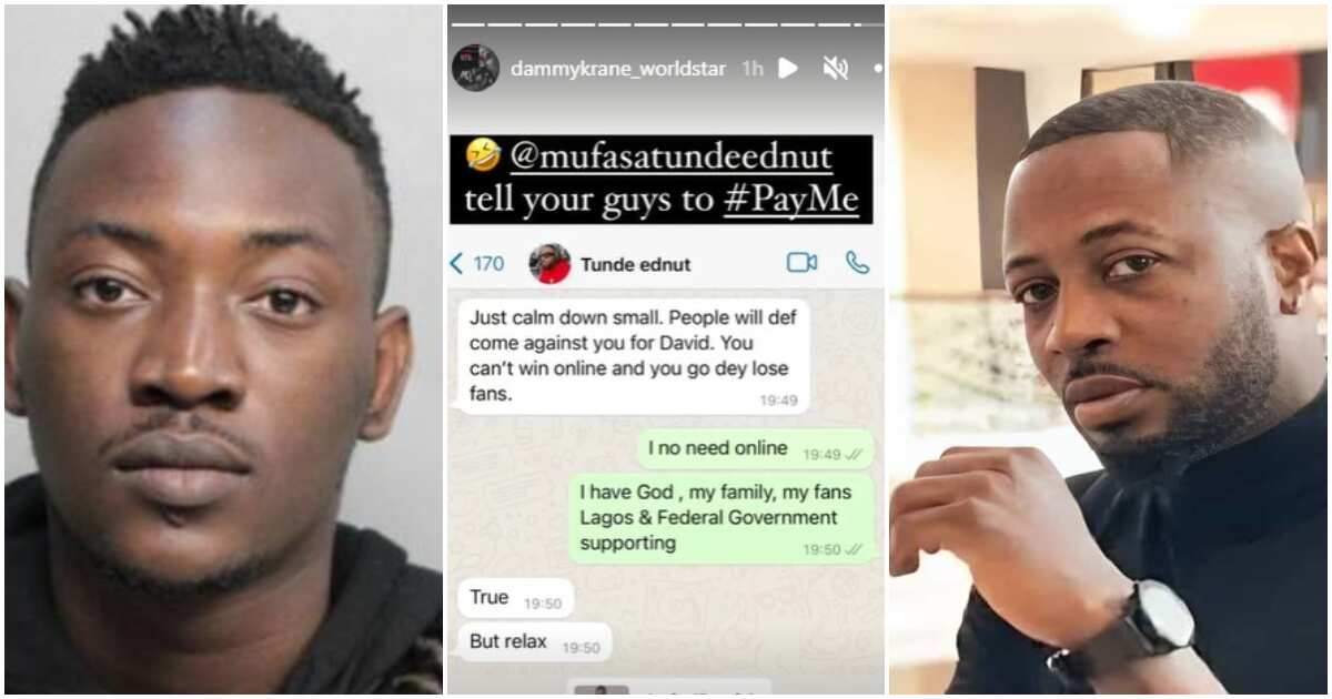 Davido's unpaid debt: See Dammy Krane's chat with Tunde Ednut, reveals who is backing him