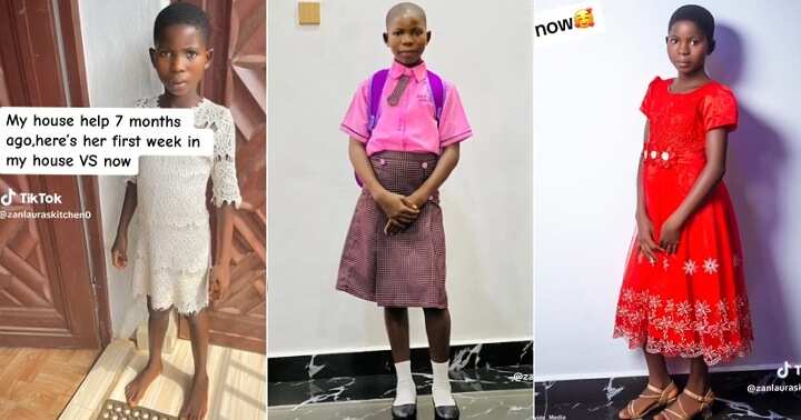 Lady flaunts impressive transformation of house help after 7 months