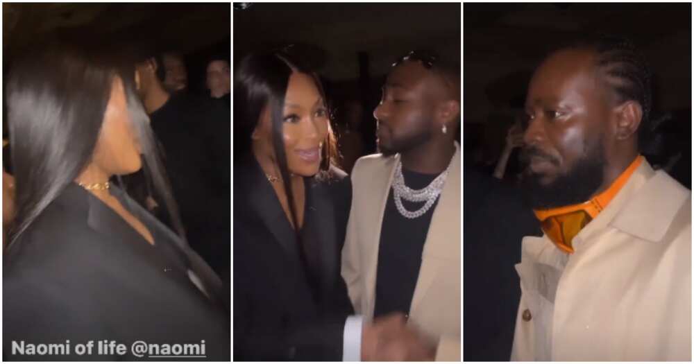 Davido quickly introduces Adekunle Gold to Naomi Campbell after meeting her