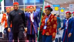 Air Peace launches London flights with classy Igbo outfits, netizens react: "I can't keep calm"