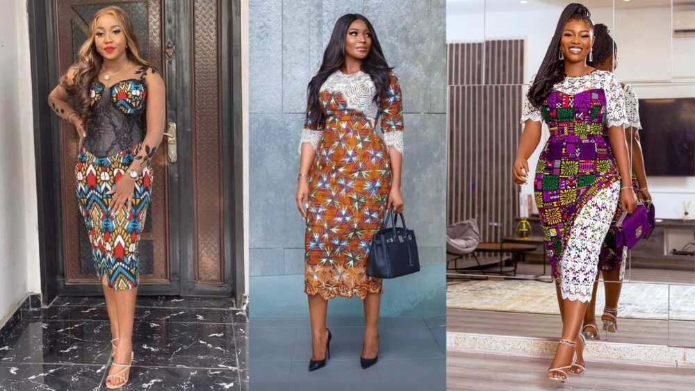 Midi Asoebi lace dress styles inspiration.