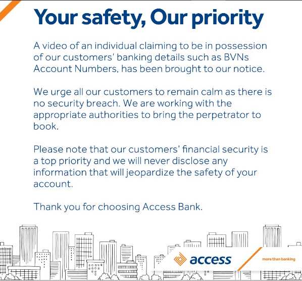 Access Bank assures customers of data confidentiality