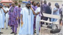 Osun swearing-in: Davido makes 1st public appearance for uncle since son’s demise, fans go gaga