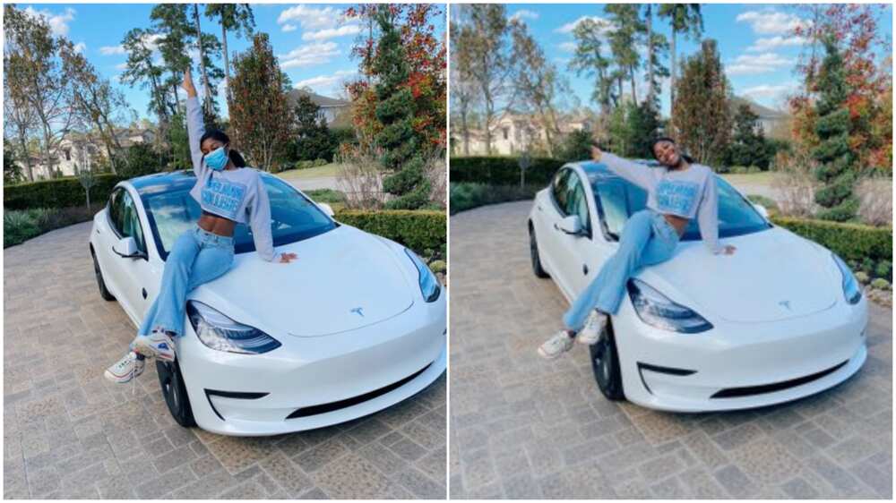 Young lady buys herself electric car Tesla as graduation gift, many react