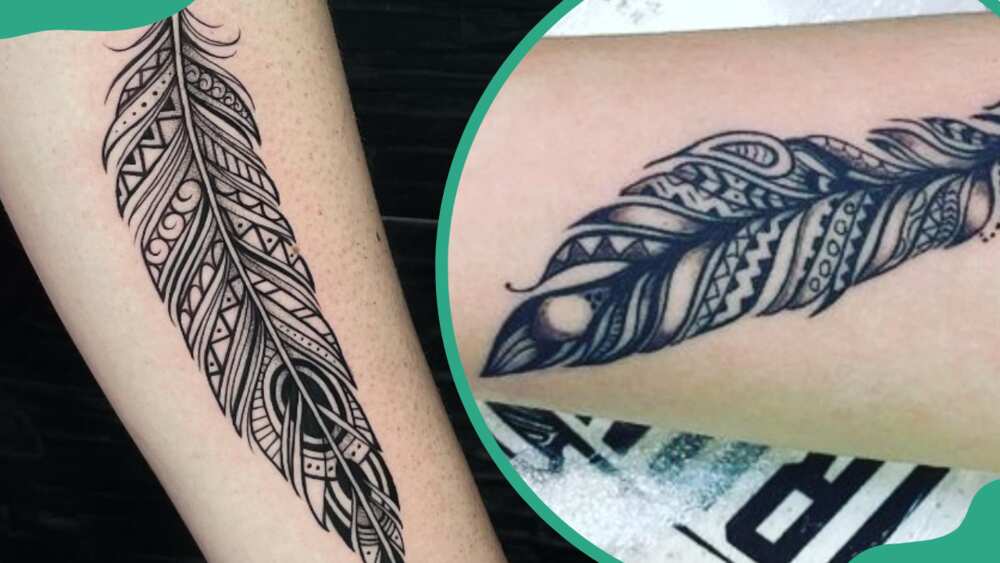 Tribal feather tattoos