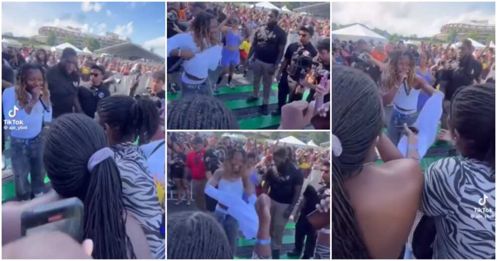 Asake removes cloth to give female fan who impressed him.
