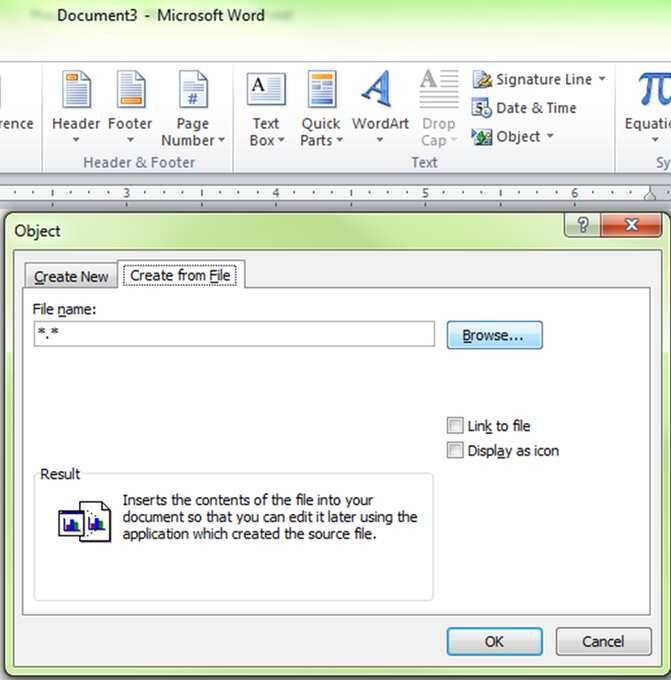 inserting a PDF into Word