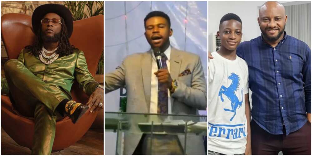 Burna Boy, Pastor Samuel King, Yul Edochie and son Kambili