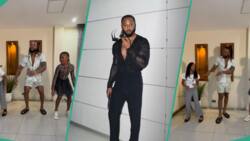 Adorable video as Flavour and 3 daughters jump on 'Agba Baller' dance challenge: "Young ballers"