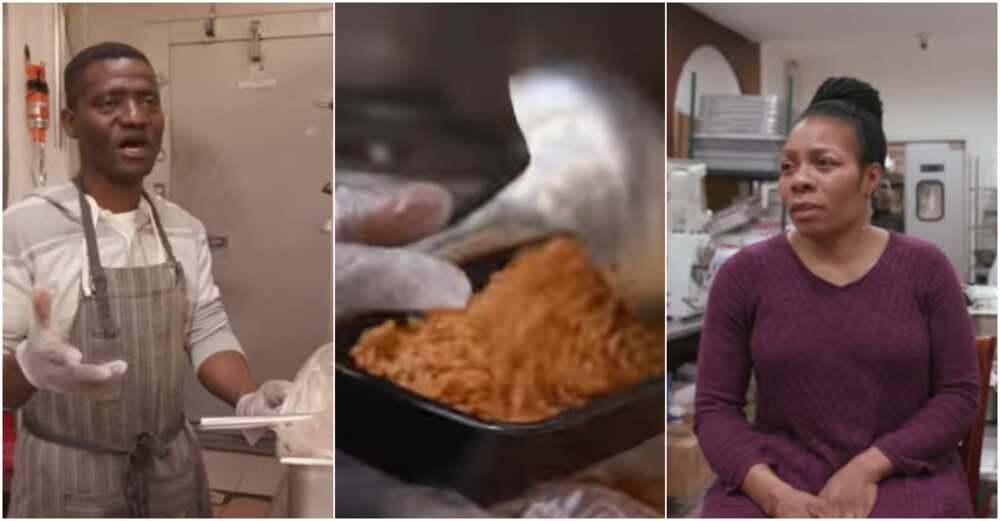 Nigerian man sells jollof rice outside consulate office in US