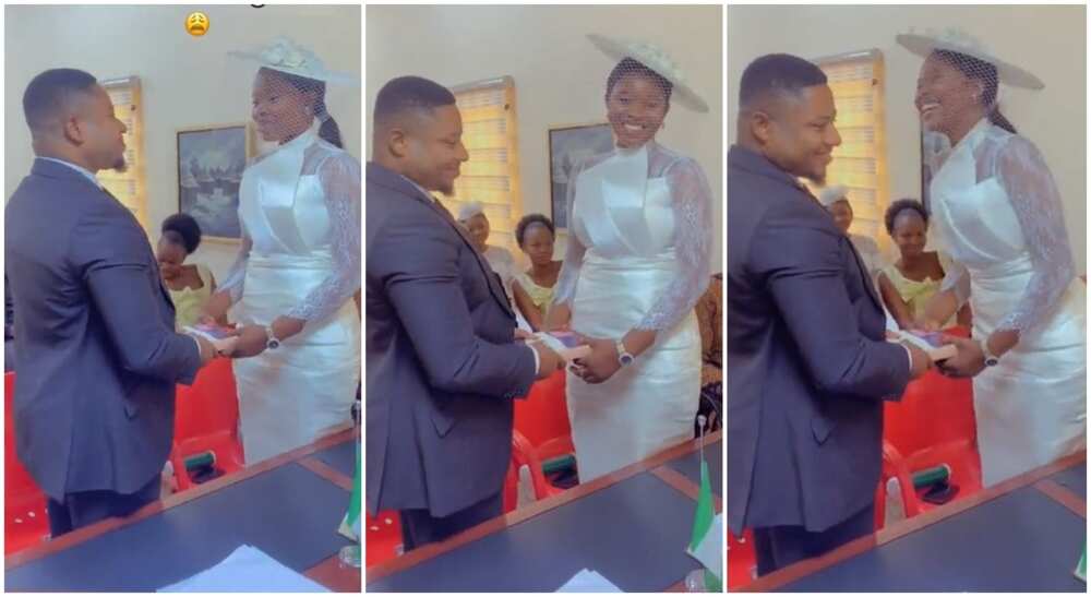 Photos of a Nigerian by who as shy to kiss her husband.