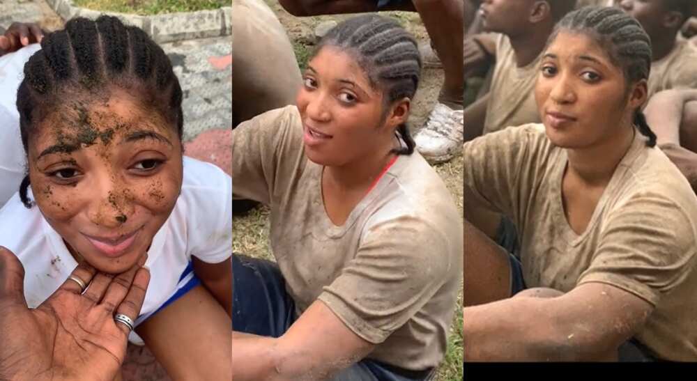 Photos of a beautiful lady training to be a military person.
