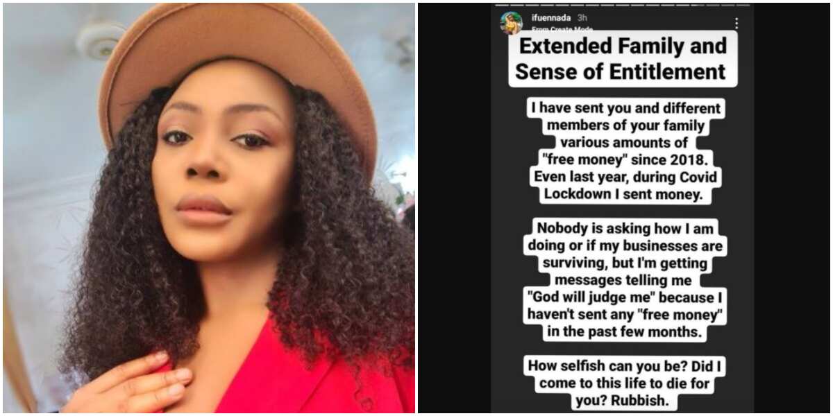 BBNaija star Ifu Ennada calls out entitled members of her extended family for being selfish