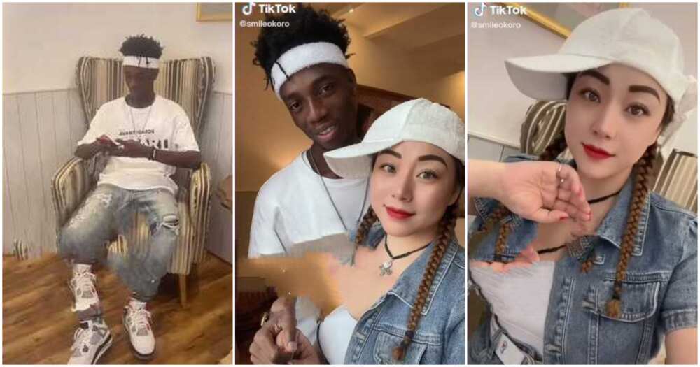 Chinese lady gushes over Nigerian man, Chinese lady shows off her Nigerian lover, Chinese lady and NIgerian man, Chinese ladies love NIgerian men