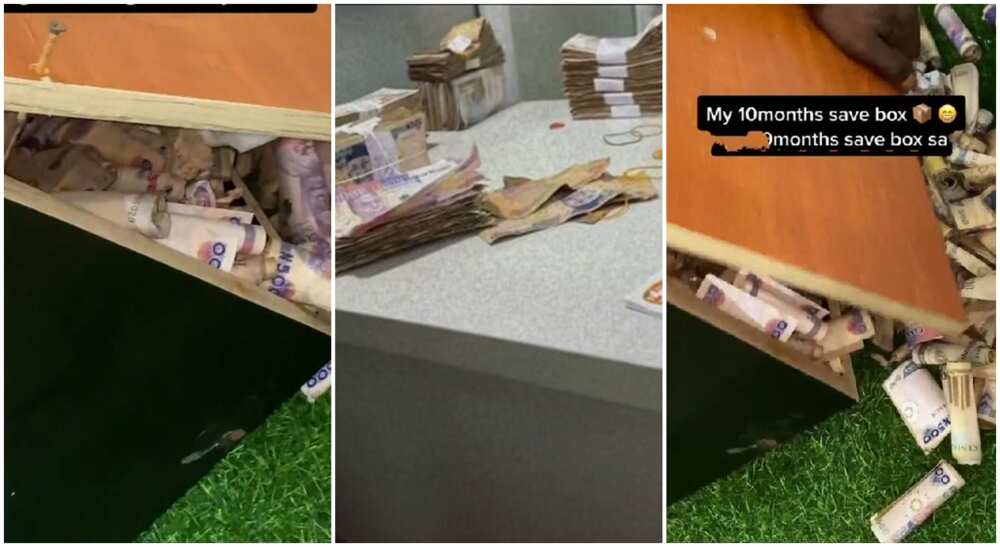 Photos a piggy bank broken by a Nigerian lady.