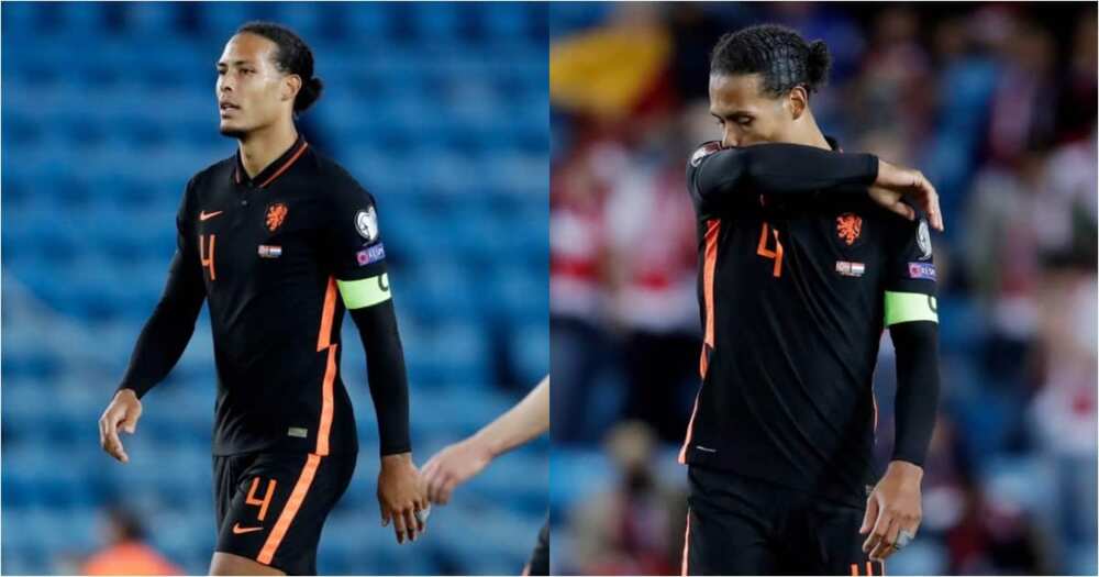 Virgil Van Dijk during the Netherlands' World Cup qualifier against Norway. Photo: Twitter/@VirgilvDijk.