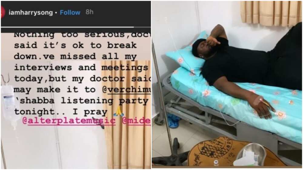 Harrysong allegedly hospitalised after getting food poisoning in Ghana