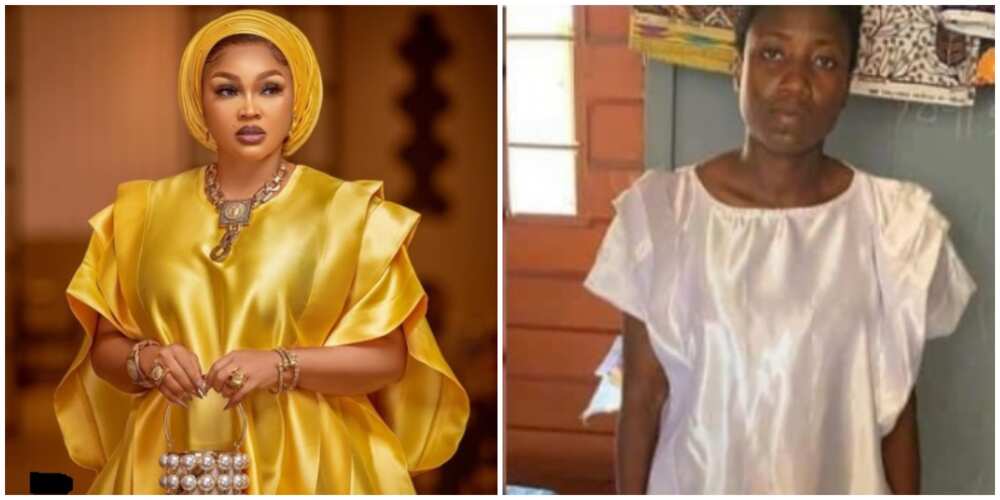 Photos of Mercy Aigbe and a lady in same look.