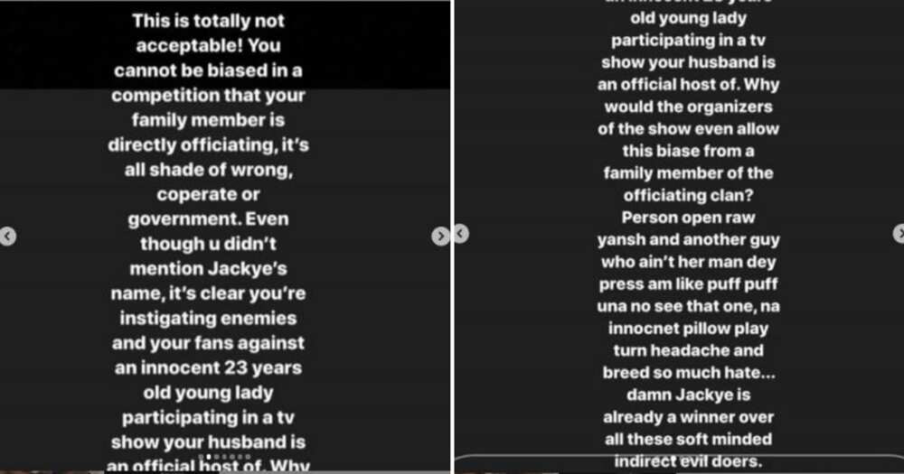 BBNaija: Jackye's boyfriend calls out Ebuka's wife over IG post directed at his bae