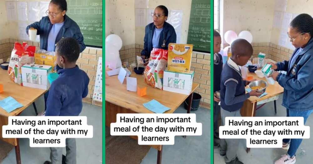 Teacher Feeds Pupils Breakfast Teacher Feeds Pupils Breakfast
