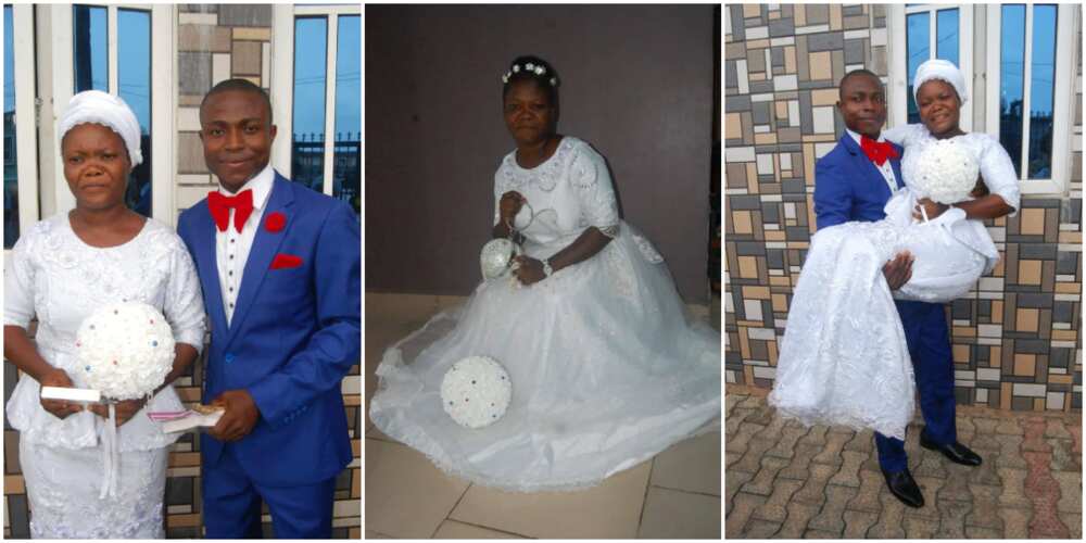 Nigerian Lady Gets Married with No Makeup, Jewellery and an Unusual Wedding Gown