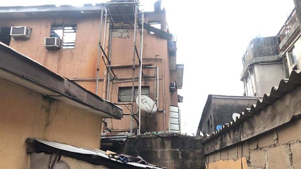 The building is in the Idumota area of Lagos