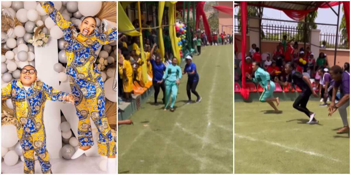 See how Tonto Dikeh emerged 1st during racing competition at son's school