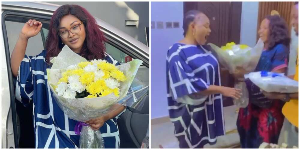 Mercy Aigbe reconsiders marriage as boyfriend surprises her with flowers and food platter