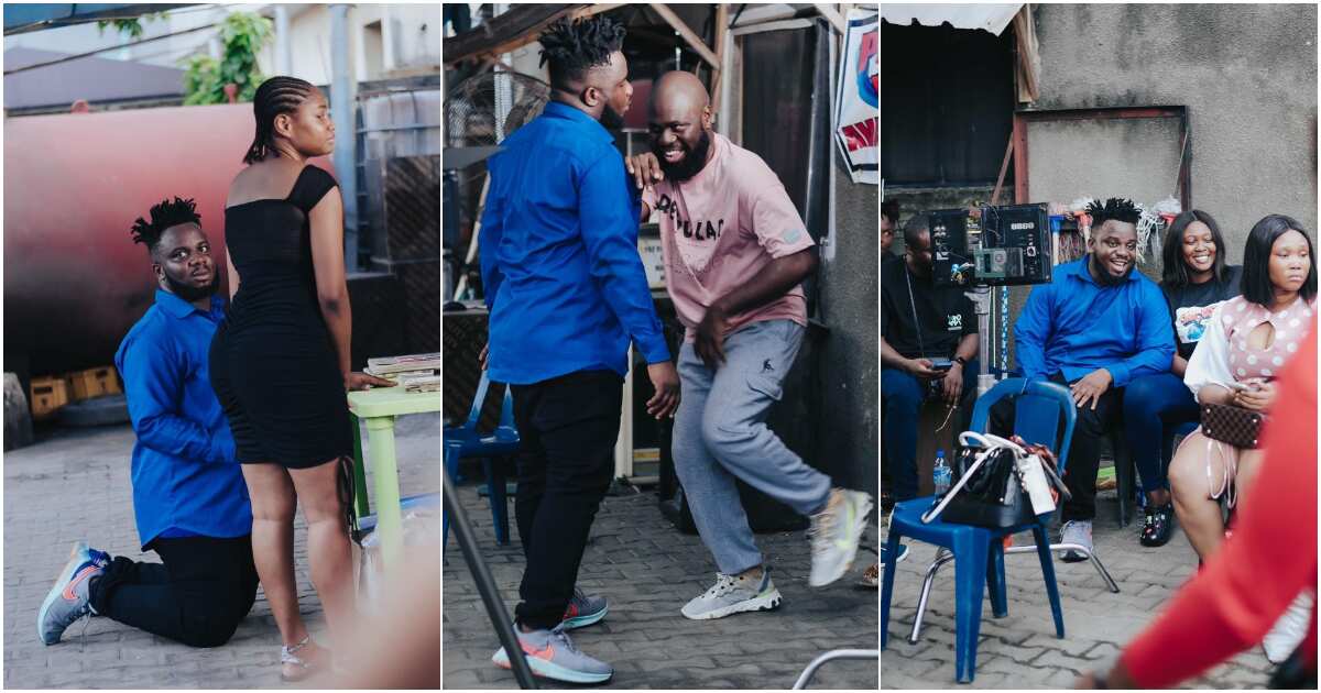 From skits to Nollywood: Mr Funny 'Oga Sabinus' shares lovely moments from his new movie shoot featuring Lasisi, Tobi Bakre, others