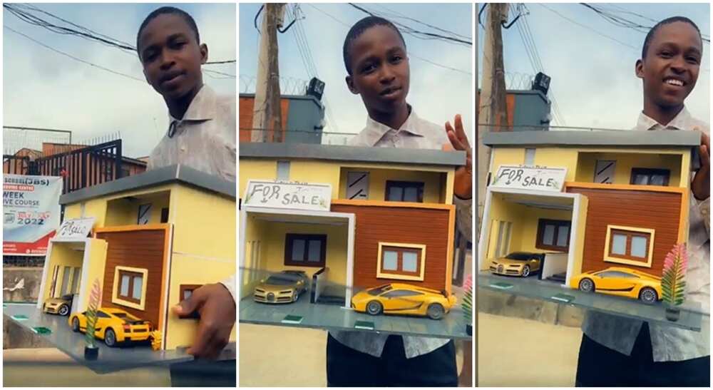 Timilehin, creative Nigerian boy who designs replicas of buildings.