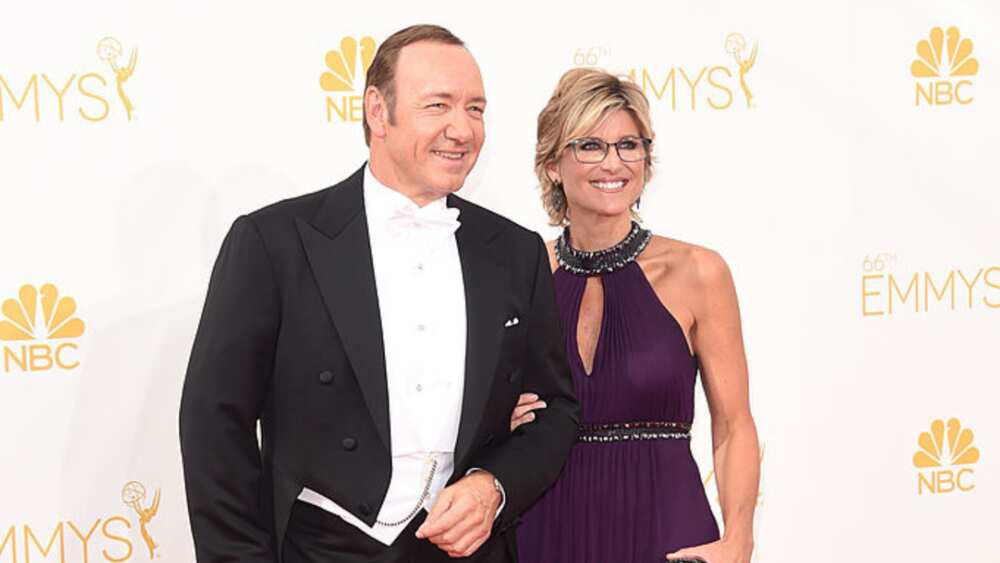 Kevin Spacey and TV personality Ashleigh Banfield at the 66th Annual Primetime Emmy Awards