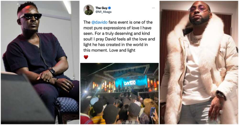 Rapper MI reacts to Davido's fan concert.