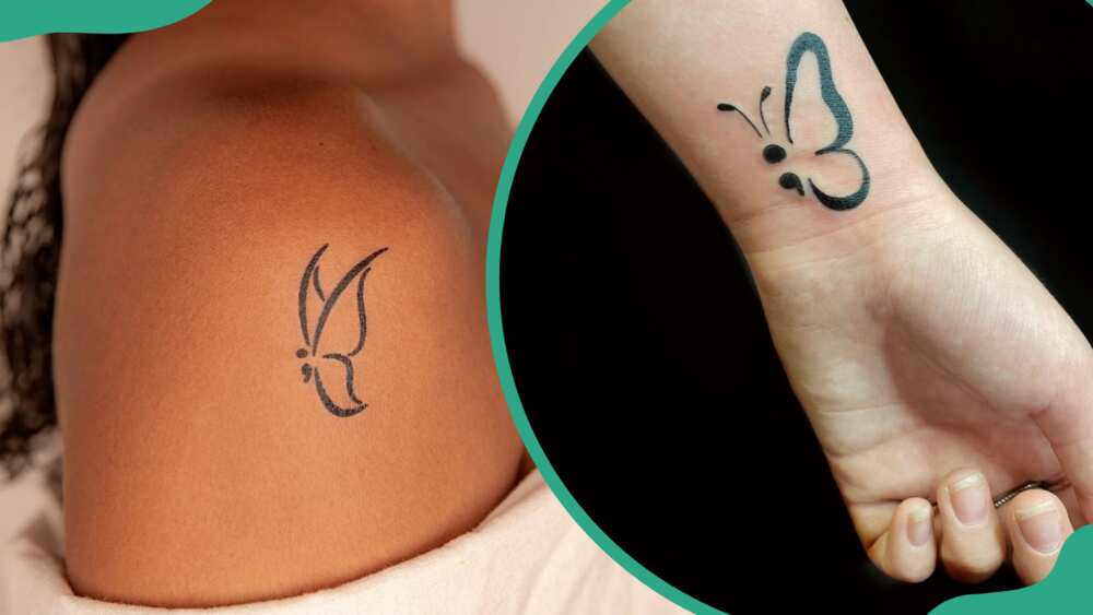Semicolon butterfly tattoos