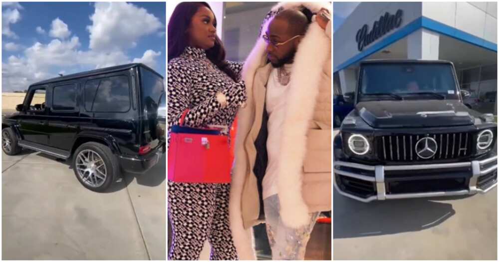 Nigerian singer Davido with lover and her new car