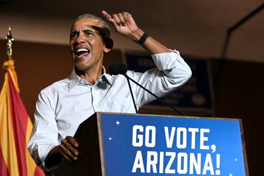 Former US president Barack Obama makes campaign stop i Pennsylvania on November 5