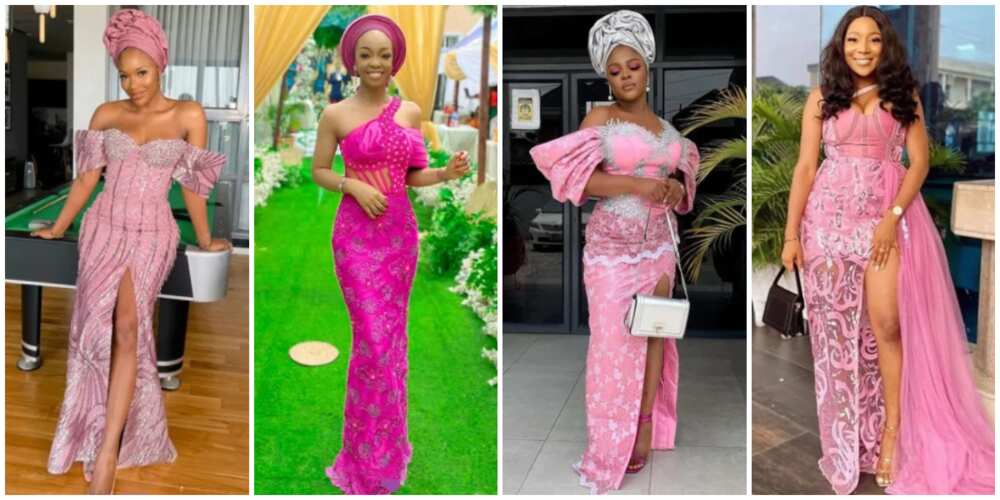Photos of Nigerian ladies in pink asoebi.