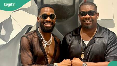 “One more track”: Dbanj and Don Jazzy link up in lovely photos, fans beg them for new music