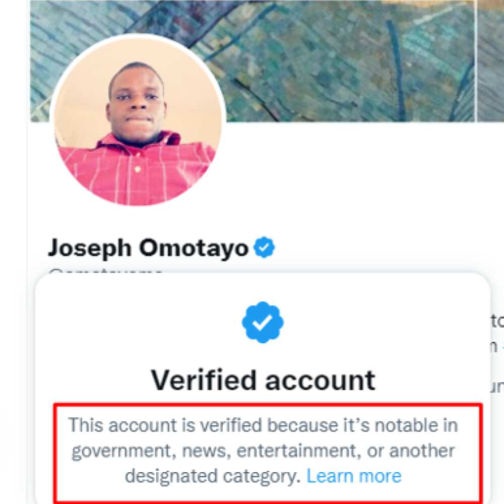 Verified Twitter account/Blue tick.