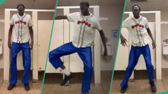 "He's almost reaching the ceiling": Nigerian man who's over 7ft tall dances at home in viral video