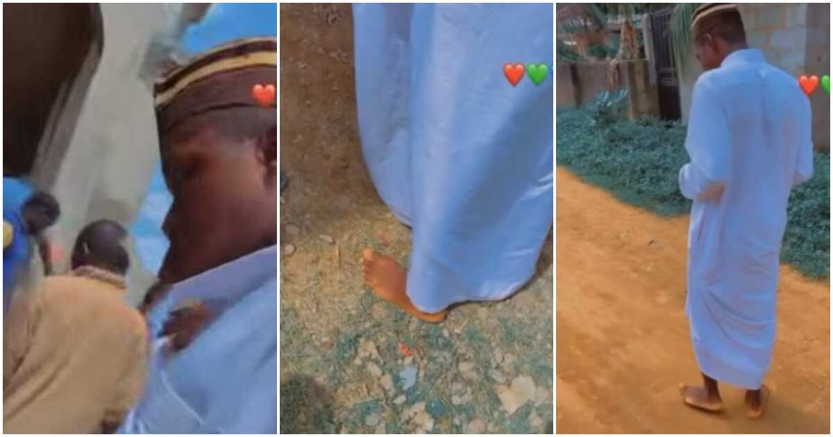 Ramadan: Alfa spotted trekking home barefooted after his footwear was stolen at a mosque, video causes stir