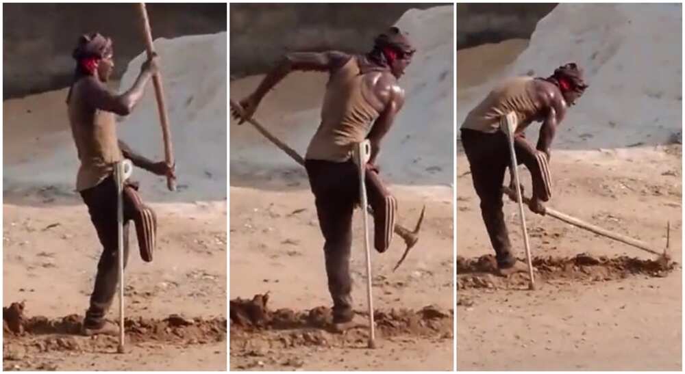 Photos of a disabled man working.