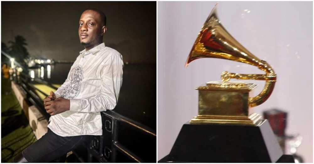 Photos of ID Cabasa and Grammys gong