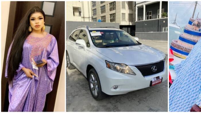 Bobrisky surprises father with a Lexus SUV on his birthday in trending photos, video