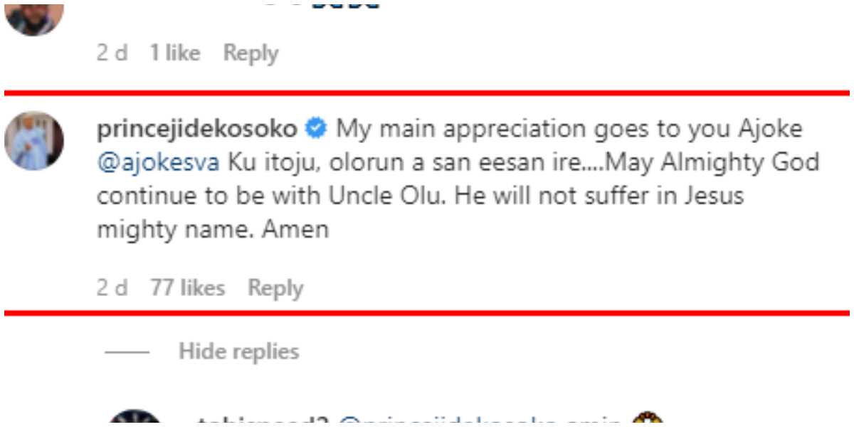 Olu Jacobs will not suffer: Jide Kosoko reacts to emotional photo of Nollywood star, prays for wife Joke Silva