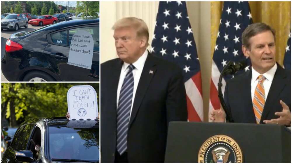 A collage showing the state governor, the state governor, and shots from the protest. Photos sources: Nashville Radio/Tennessean