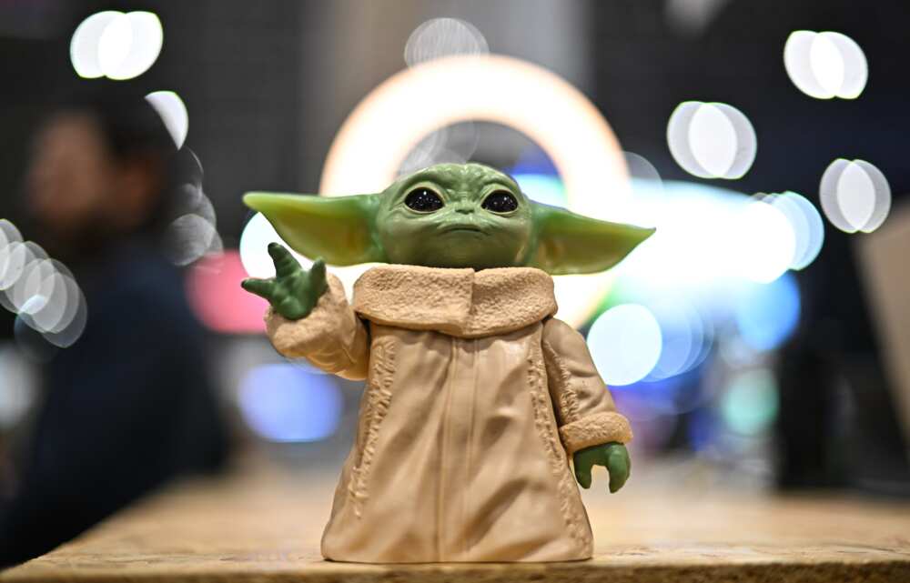 Yoda is pictured at the Startup booths during the Web Summit Rio