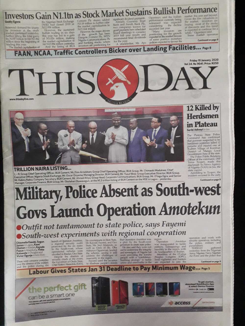 ThisDay newspaper review of January 10