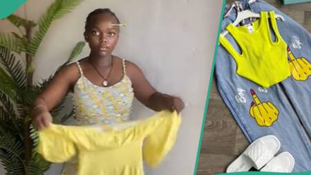 Nigerian lady who sells okrika shows how she struggles in the market to get products for sale