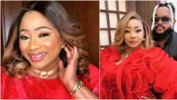 Actress Clarion Chukwurah shares beautiful photo with Whitemoney rocking matching colours on movie set