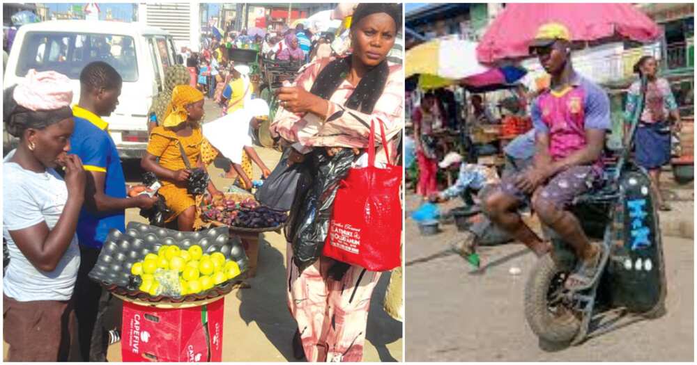 Nigerian man, Lagos marketplace, ghost story, bent down